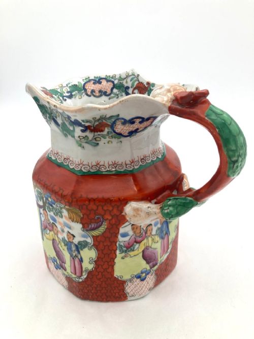 RARE AND RATHER BEAUTIFUL RED SCALE FENTON SHAPED MASONS IRONSTONE JUG 1840 - ADDITIONAL PHOTO 2