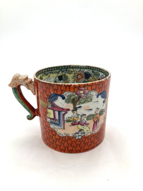 UNUSUAL RED SCALE MASONS IRONSTONE MUG 1870 - ADDITIONAL PHOTO 1