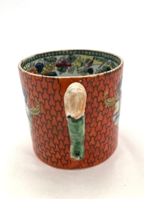 UNUSUAL RED SCALE MASONS IRONSTONE MUG 1870 - ADDITIONAL PHOTO 2
