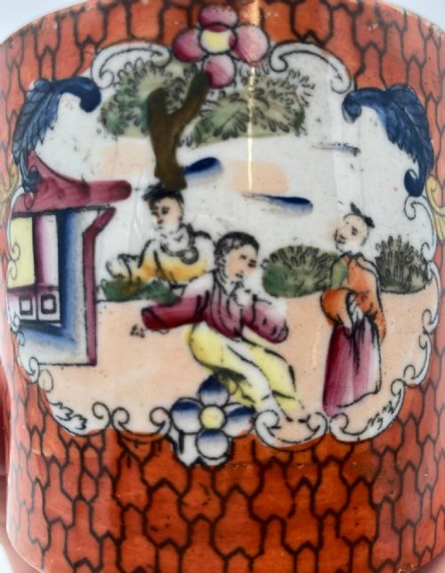 UNUSUAL RED SCALE MASONS IRONSTONE MUG 1870 - ADDITIONAL PHOTO 4