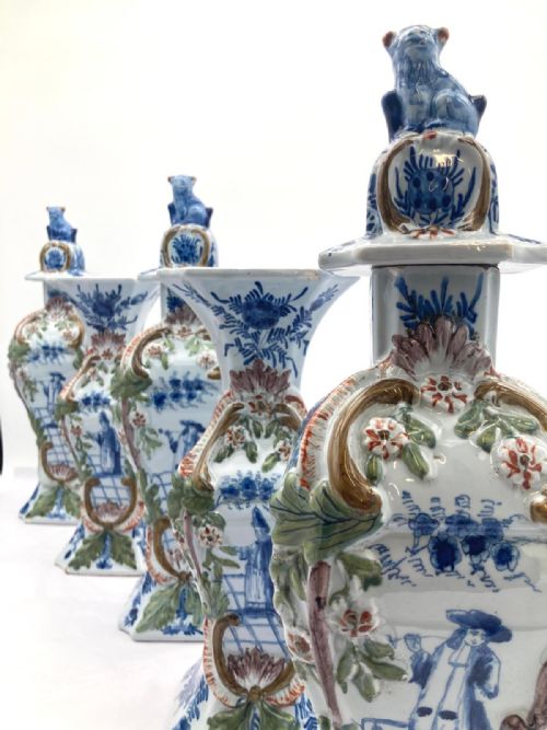 EARLY 19TH CENTURY SUPERB 5 VASE DELFT GARNITURE - ADDITIONAL PHOTO 1