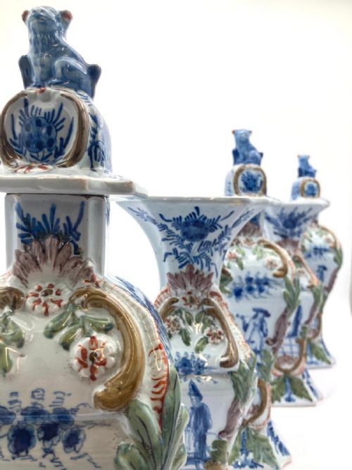 EARLY 19TH CENTURY SUPERB 5 VASE DELFT GARNITURE - ADDITIONAL PHOTO 2