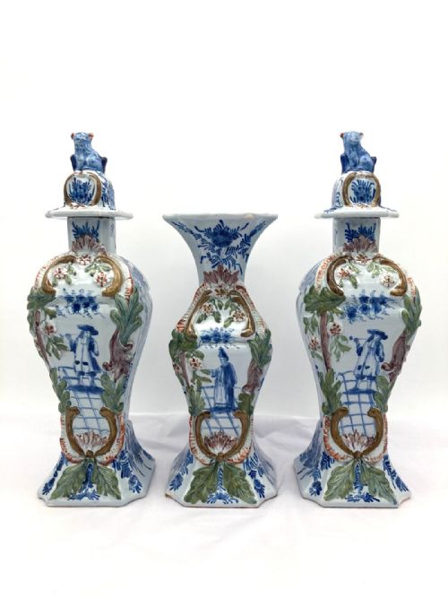 EARLY 19TH CENTURY SUPERB 5 VASE DELFT GARNITURE - ADDITIONAL PHOTO 4