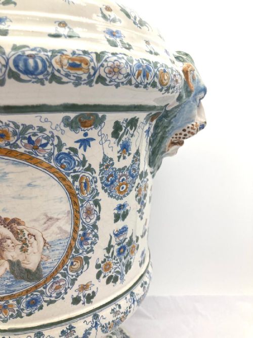 LARGE PAIR OF FRENCH FAIENCE URNS WITH LIDS FROM 1860 - ADDITIONAL PHOTO 8
