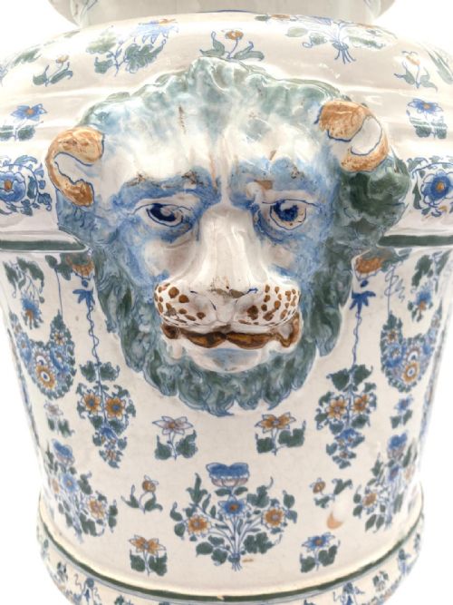 LARGE PAIR OF FRENCH FAIENCE URNS WITH LIDS FROM 1860 - ADDITIONAL PHOTO 12