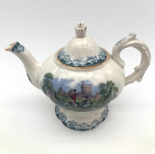 AN EXTREMELY RARE PRATTWARE CHILD'S SET IN FLOWBLUE WITH QUEEN VICTORIA CIRCA 1850 - ADDITIONAL PHOTO 2