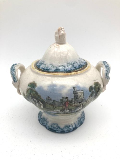 AN EXTREMELY RARE PRATTWARE CHILD'S SET IN FLOWBLUE WITH QUEEN VICTORIA CIRCA 1850 - ADDITIONAL PHOTO 5