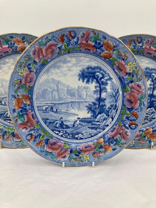 six stunning masons pearlware dinner plates circa 1825 - CATEGORY: ANTIQUE PLATES - DATED 19TH CENTURY