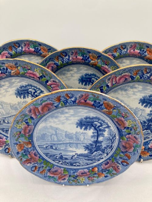SIX STUNNING MASONS PEARLWARE DINNER PLATES CIRCA 1825 - ADDITIONAL PHOTO 1