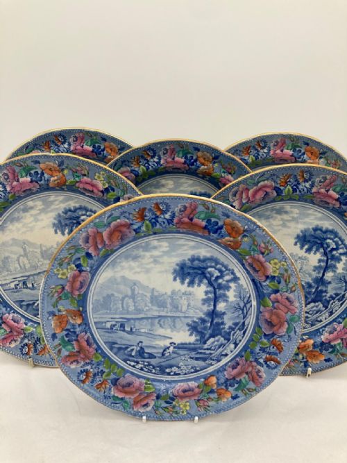 SIX STUNNING MASONS PEARLWARE DINNER PLATES CIRCA 1825 - ADDITIONAL PHOTO 2