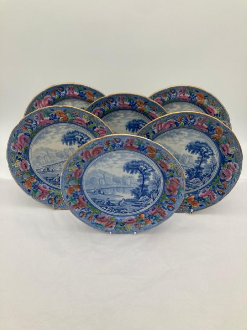 SIX STUNNING MASONS PEARLWARE DINNER PLATES CIRCA 1825 - ADDITIONAL PHOTO 3
