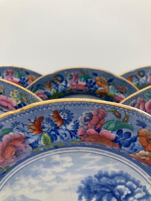 SIX STUNNING MASONS PEARLWARE DINNER PLATES CIRCA 1825 - ADDITIONAL PHOTO 5