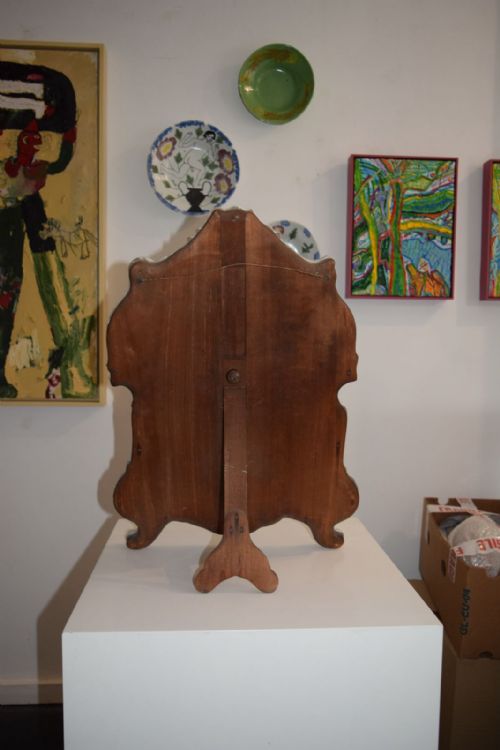 A RARE AND MAGNIFICENT 19TH C DUTCH DELFT DRESSING TABLE MIRROR ON A WOODEN BACKING - ADDITIONAL PHOTO 1