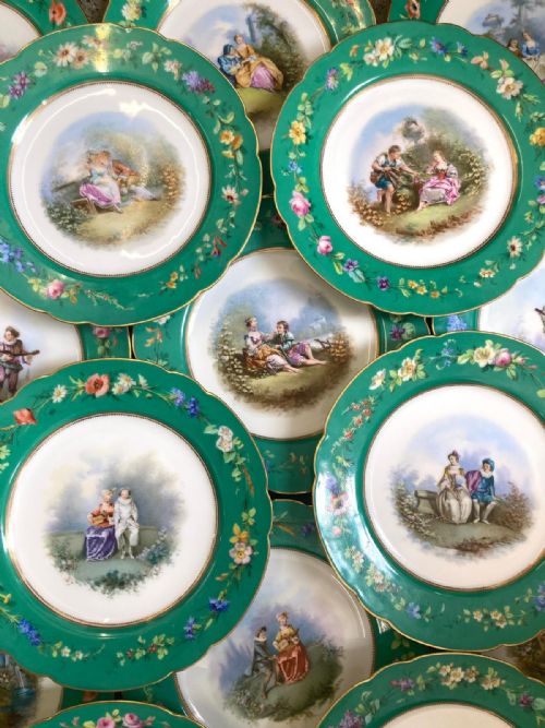 A WONDERFUL COLLECTION OF TWENTYSEVEN FRENCH LIMOGES DESSERT PLATES CIRCA 1840 - ADDITIONAL PHOTO 1