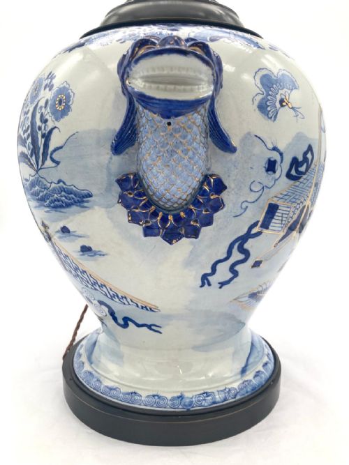 A LARGE AND IMPRESSIVE PAIR OF HICKS AND MEIGH IRONSTONE VASES CONVERTED INTO LAMPS - ADDITIONAL PHOTO 11