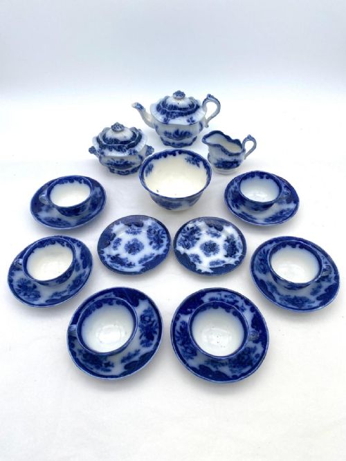 FLOW BLUE CHILD'S TEA SERVICE COPELAND 185060