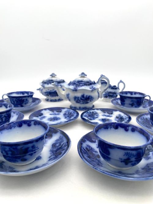 FLOW BLUE CHILD'S TEA SERVICE COPELAND 185060 - ADDITIONAL PHOTO 2