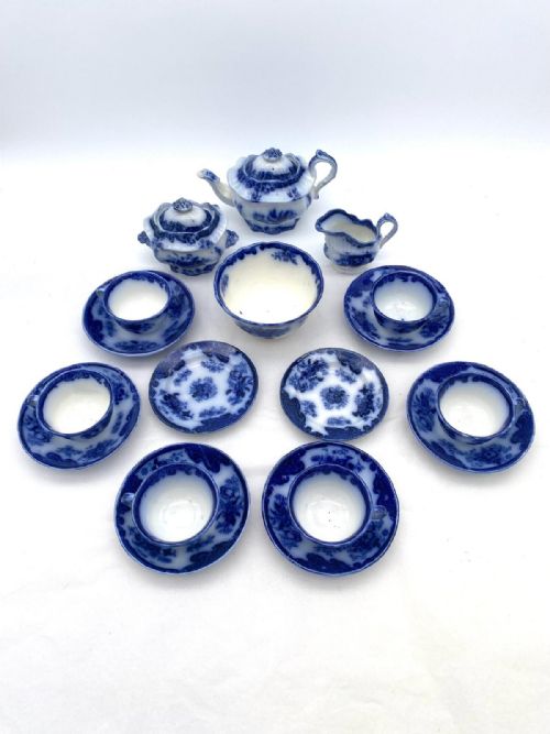 FLOW BLUE CHILD'S TEA SERVICE COPELAND 185060 - ADDITIONAL PHOTO 10