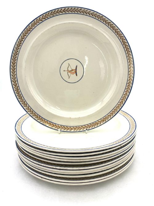 9 Wedgwood  Armorial Creamware Dinner Plates 1780-90