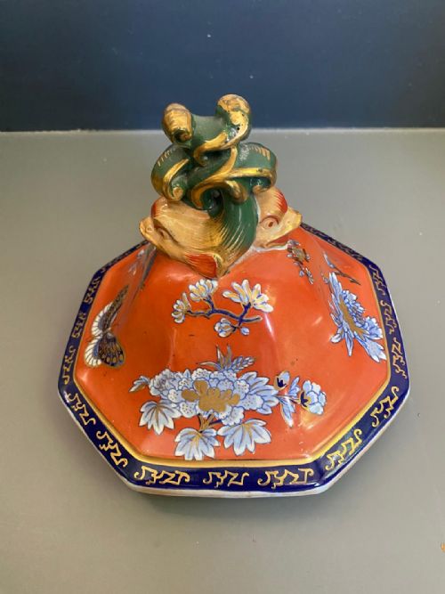 A PAIR OF MAJESTIC 1860'S IRONSTONE FLOWBLUE AND CLOBBERED RED VASES - ADDITIONAL PHOTO 12