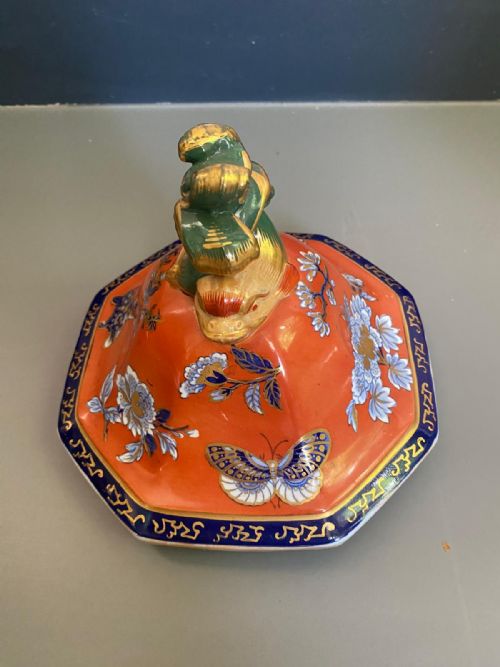 A PAIR OF MAJESTIC 1860'S IRONSTONE FLOWBLUE AND CLOBBERED RED VASES - ADDITIONAL PHOTO 13