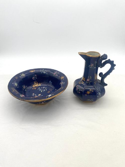 A RARE AND VERY BEAUTIFUL MASONS IRONSTONE MAZARINE OCTAGONAL JUG AND BOWL CIRCA 18131820 - ADDITIONAL PHOTO 1
