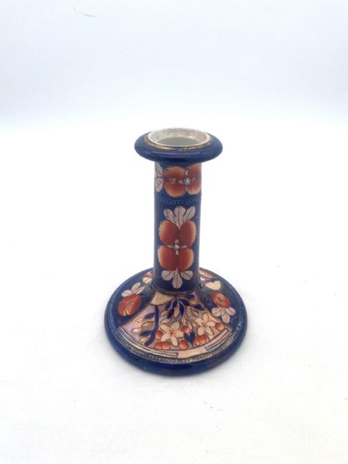 A MASONS IRONSTONE CANDLESTICK CIRCA 1820 IN SCHOOLHOUSE PATTERN