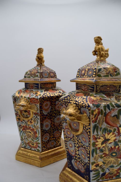 A Sensational Pair of Mason's Ironstone Temple Jars 1820