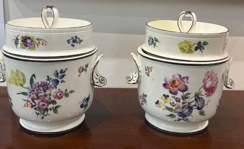 A Lovely Pair of English Creamware Ice Pails, Circa 1800-1810
