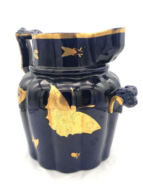 Rare Shaped Mazarine Footbath Jug, Circa 1820