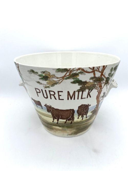 A Victorian Pure Milk Pail Decorated with Cows, Circa 1870