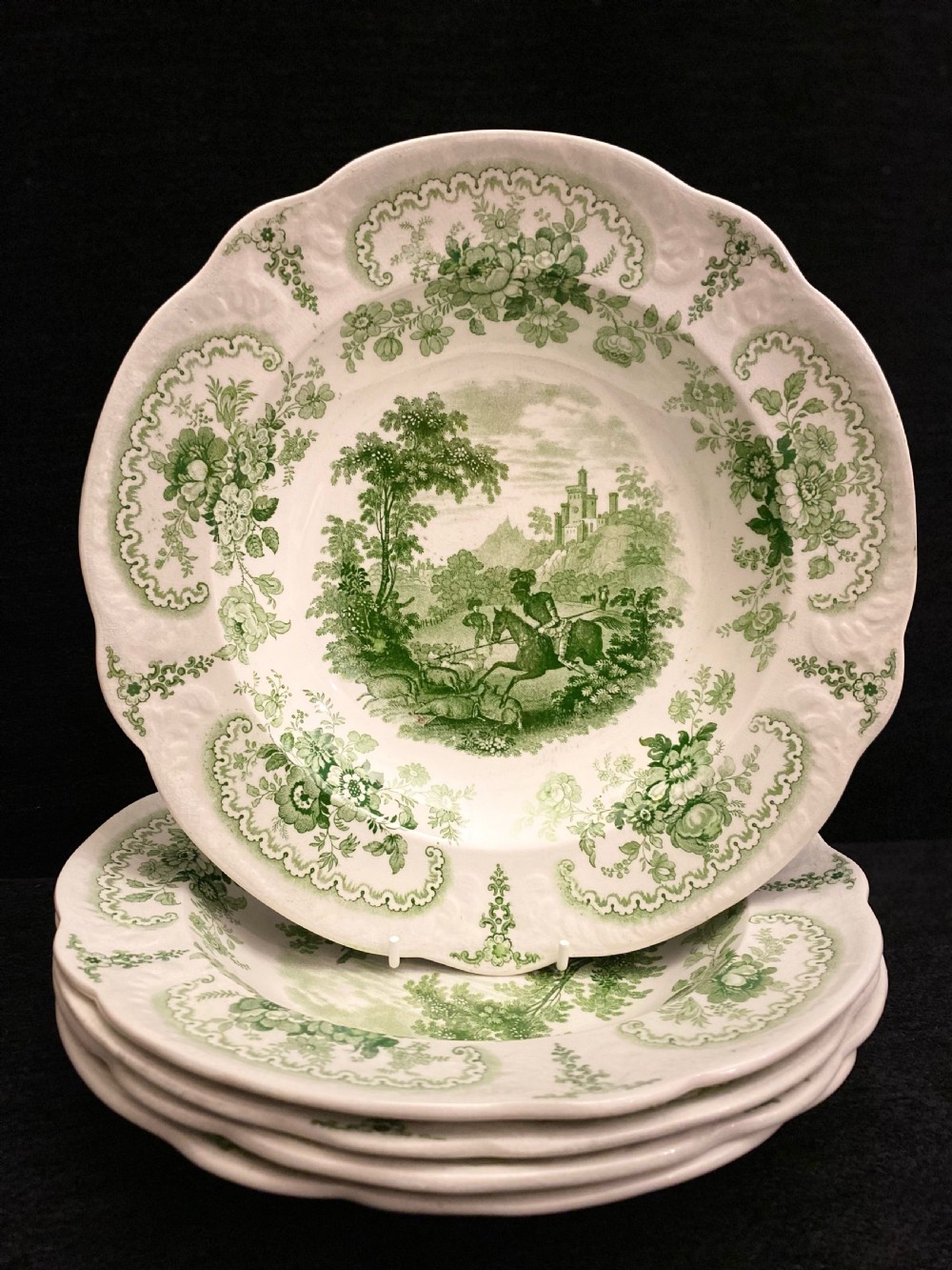 Brameld Transfer Printed Don Quixote Soup Bowls (Set of 10) 1820s