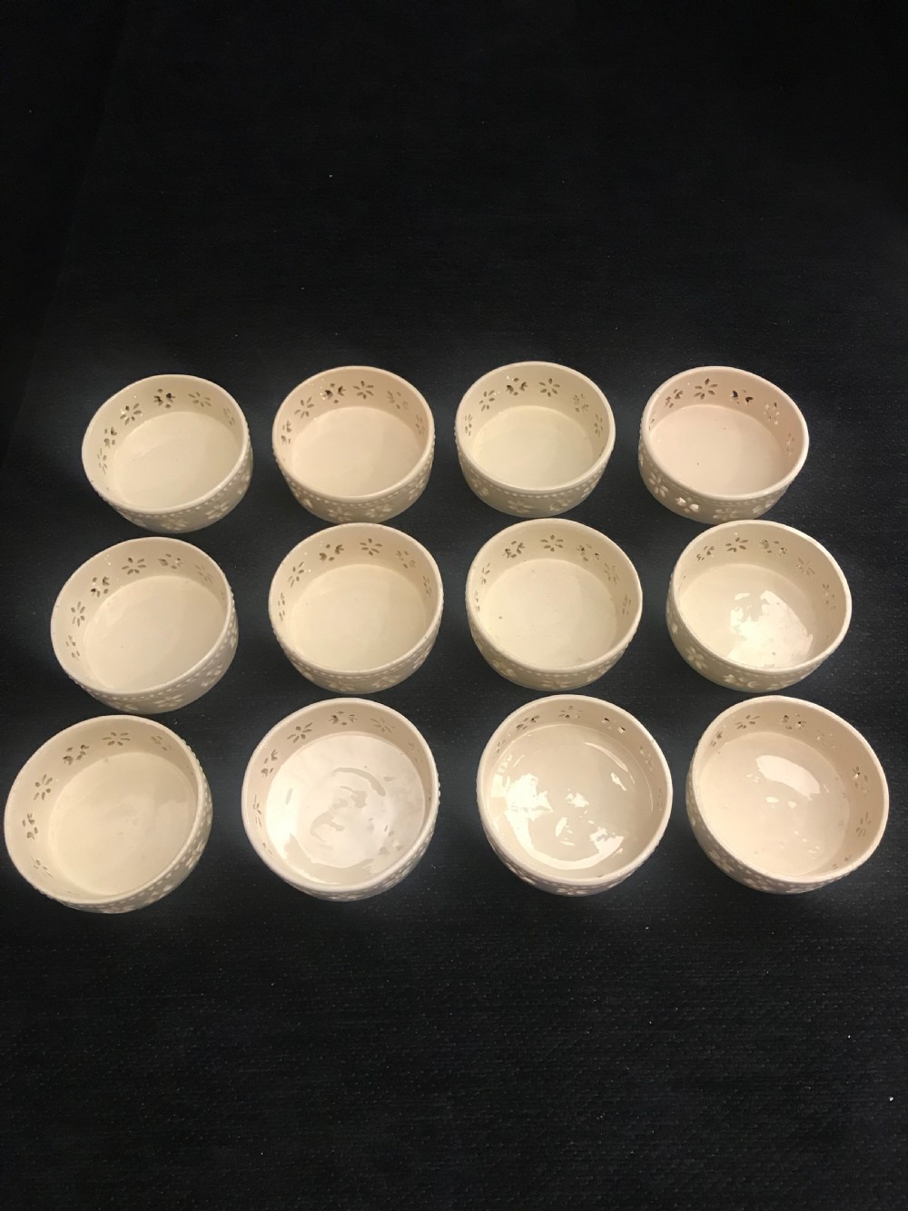 Set of 12 Pierced Creamware Glass Coasters 1780 View II