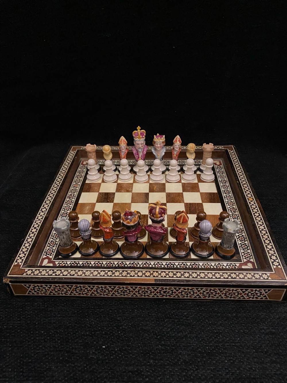 Exquisite Macintyre Faience Chess Set 1920