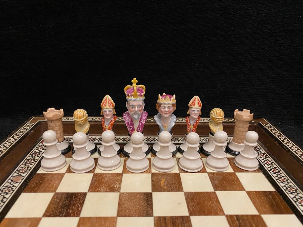 Exquisite Macintyre Faience Chess Set 1920 View II
