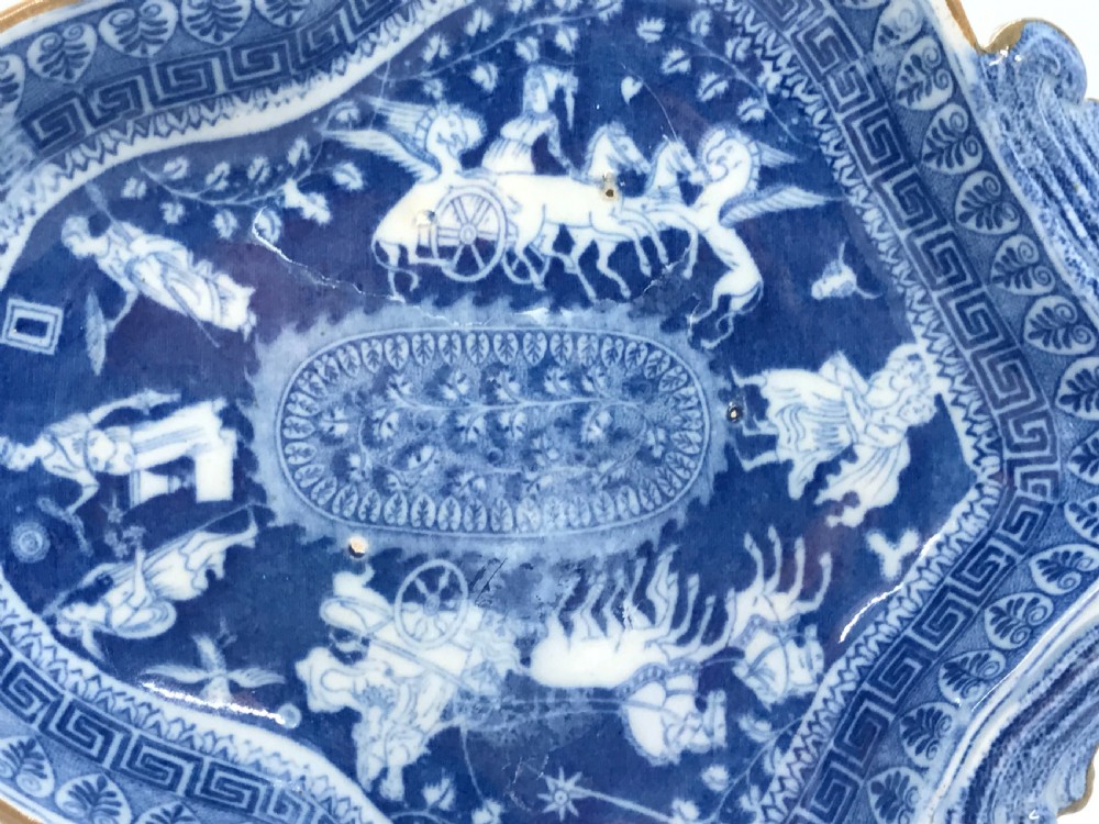Pair of Pearlware Greek Pattern Dessert Shapes 1810 View V