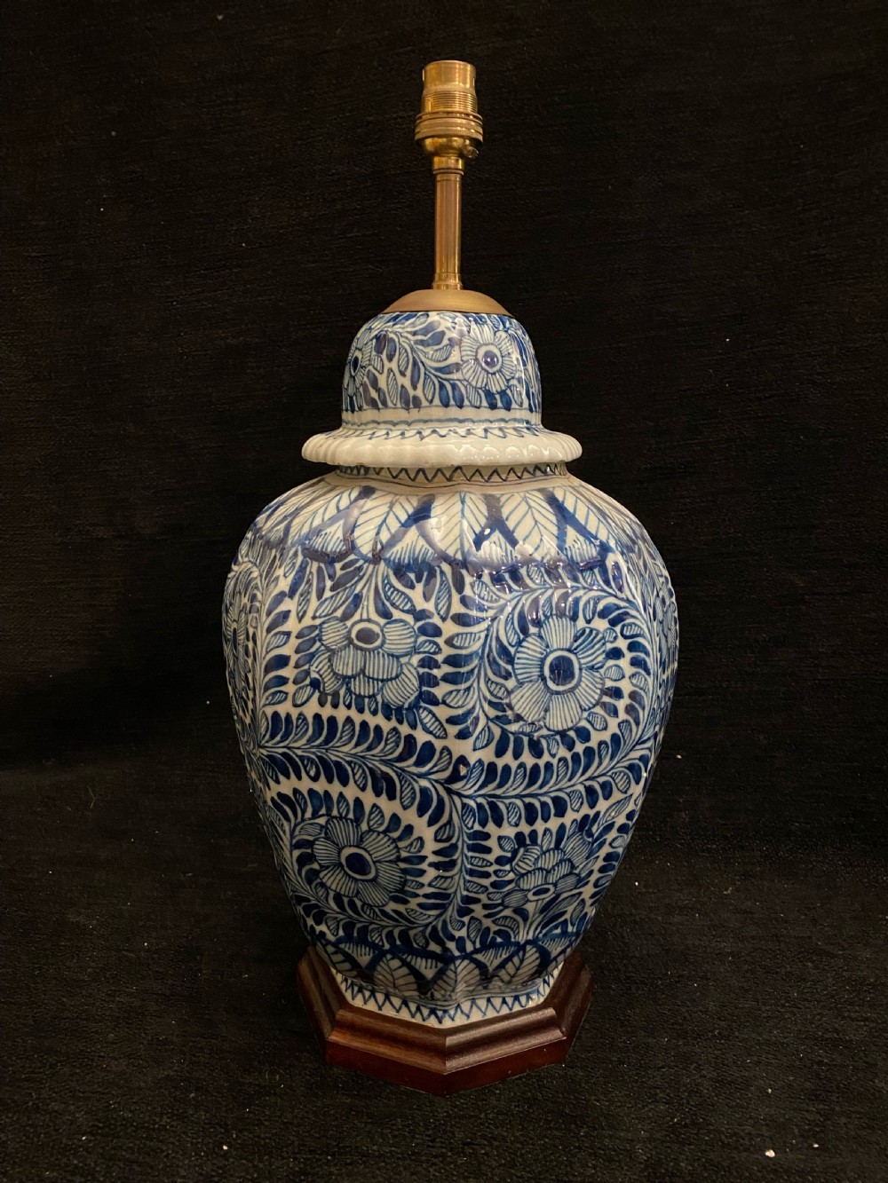 Pair of Blue and White Delft Vases Converted into Lamps (Mid-19th Century) View III
