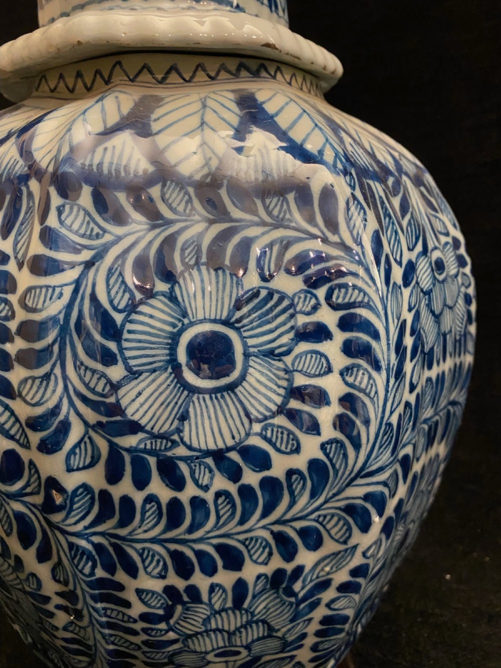 Pair of Blue and White Delft Vases Converted into Lamps (Mid-19th Century) View IV