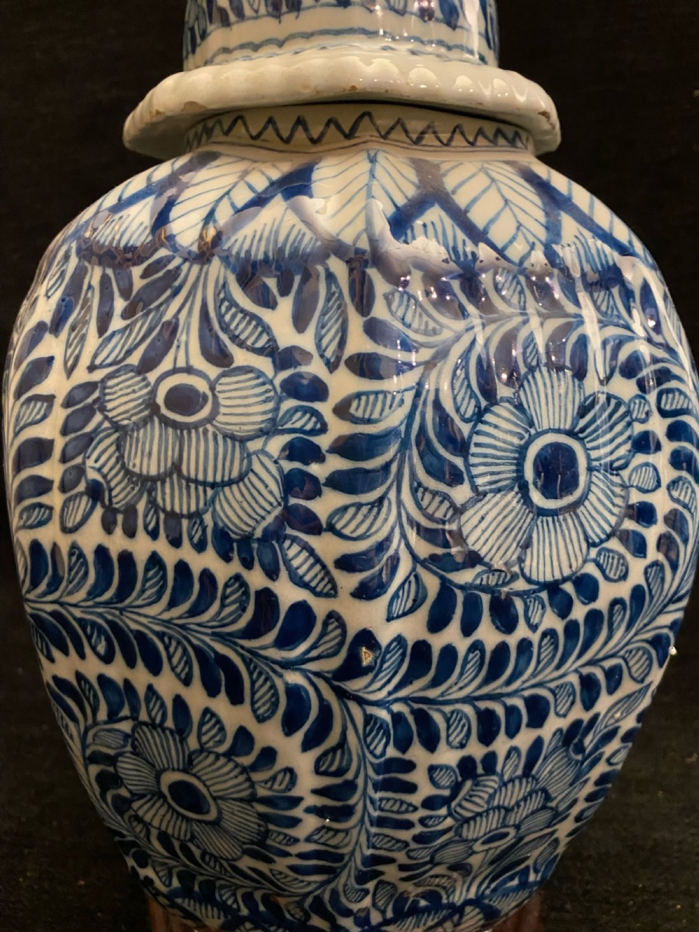 Pair of Blue and White Delft Vases Converted into Lamps (Mid-19th Century) View V