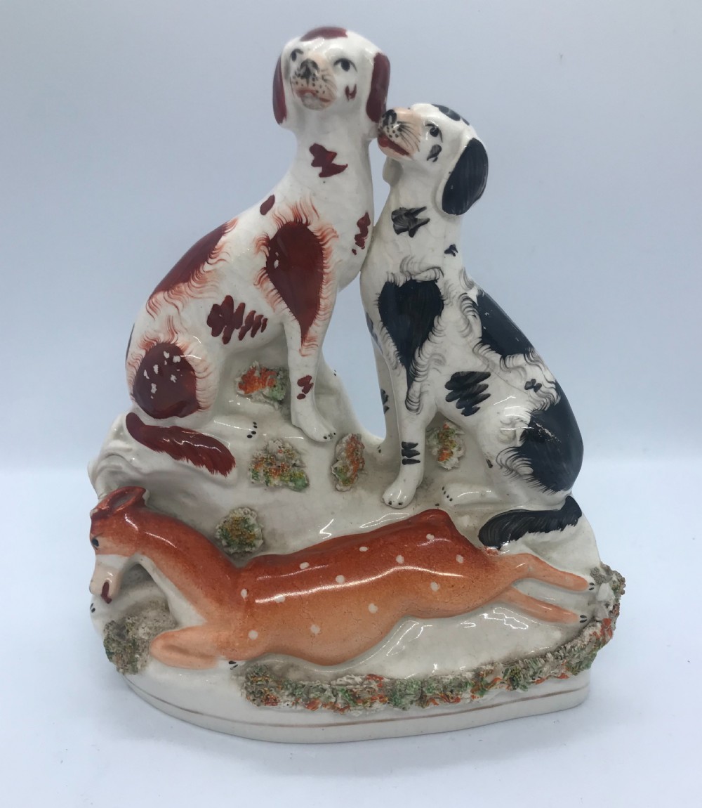 Rare Staffordshire Dog Group 1860