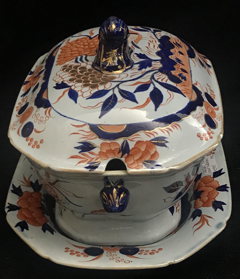 Masons Ironstone Soup Tureen on Stand in Imari Pattern 1820-1830 View III