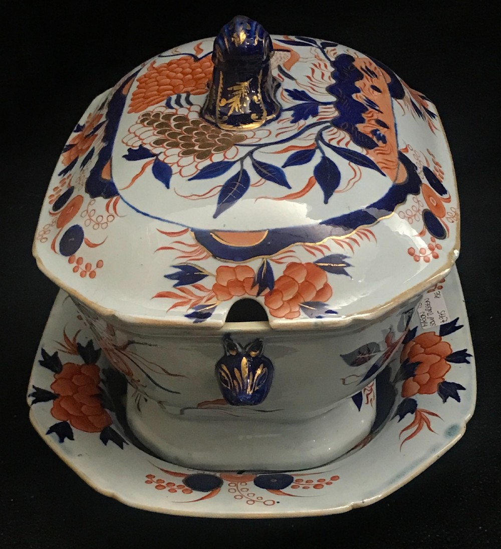 Masons Ironstone Soup Tureen on Stand in Imari Pattern 1820-1830 View IV