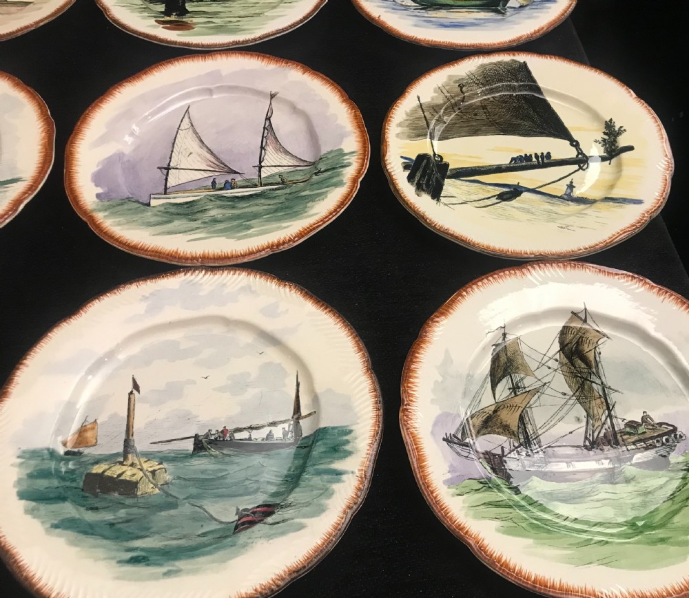 Exquisite French Hand-Painted Creamware Plates 1910 (Set of 12) View II
