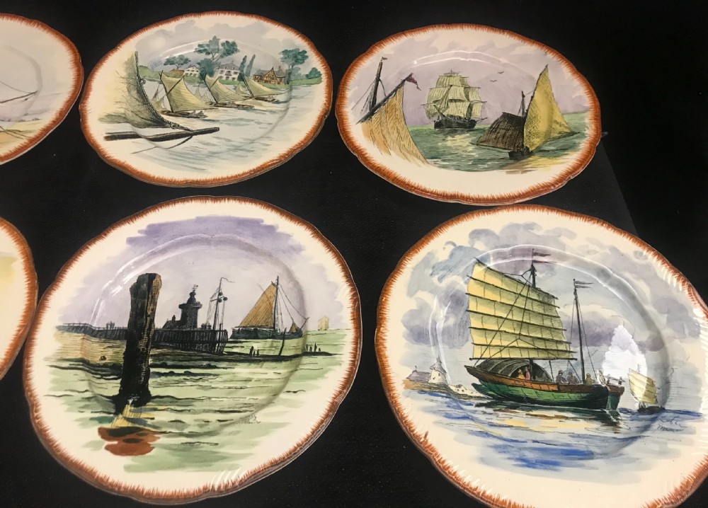 Exquisite French Hand-Painted Creamware Plates 1910 (Set of 12) View III
