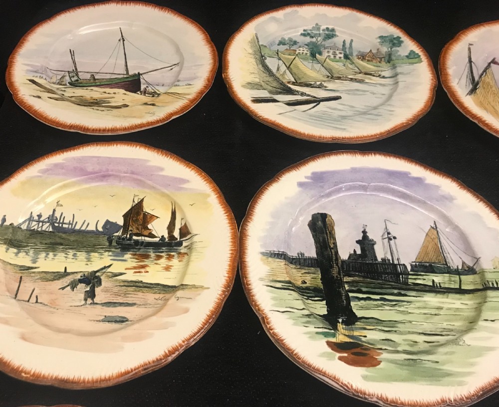 Exquisite French Hand-Painted Creamware Plates 1910 (Set of 12) View IV