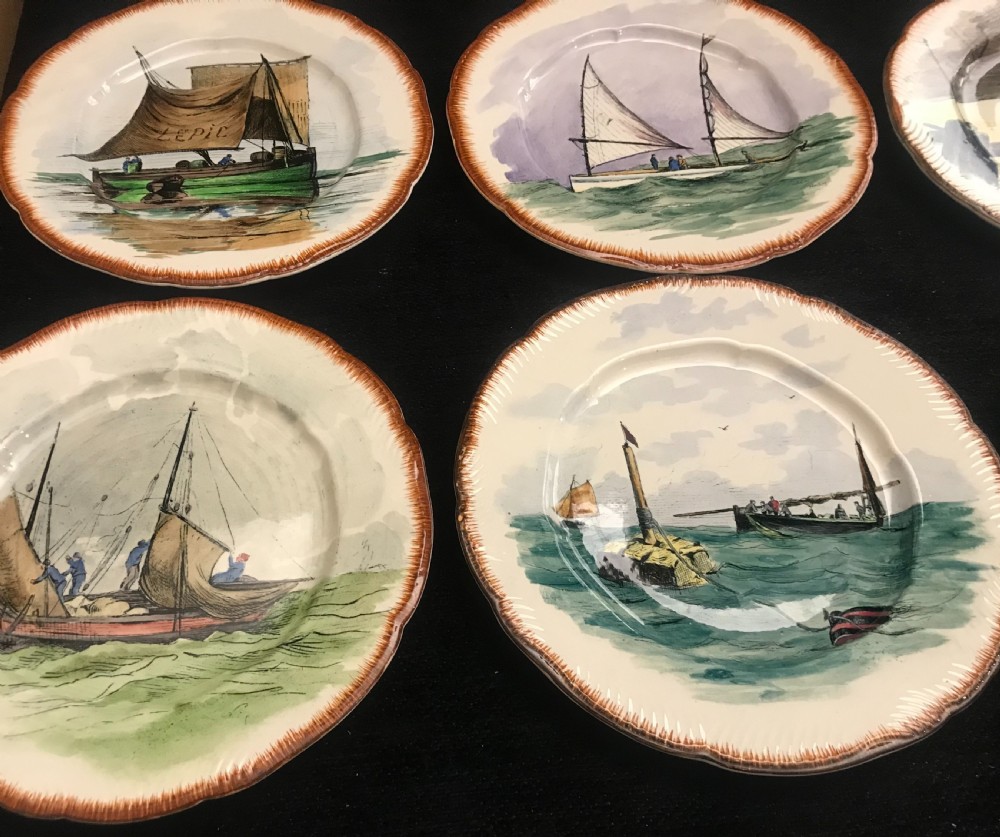 Exquisite French Hand-Painted Creamware Plates 1910 (Set of 12) View VI