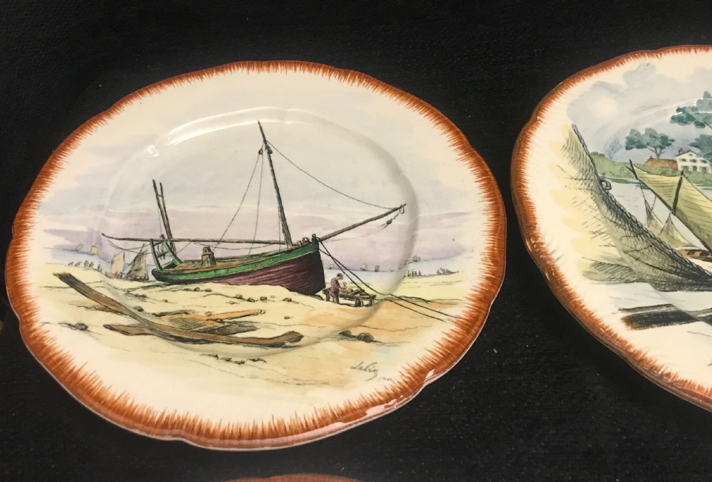 Exquisite French Hand-Painted Creamware Plates 1910 (Set of 12) View IX