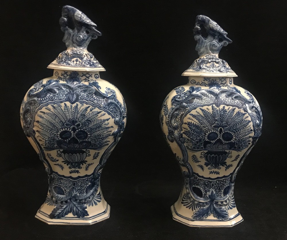 Large Pair of Delft Vases 1850-1860 View II
