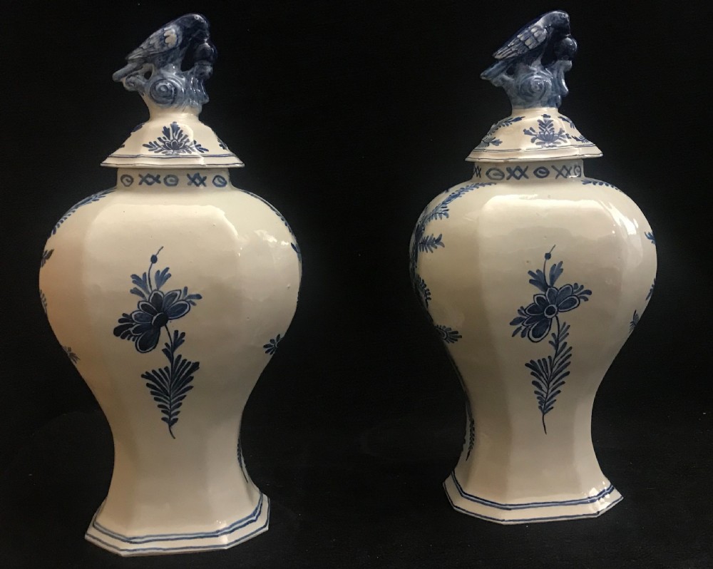 Large Pair of Delft Vases 1850-1860 View VI