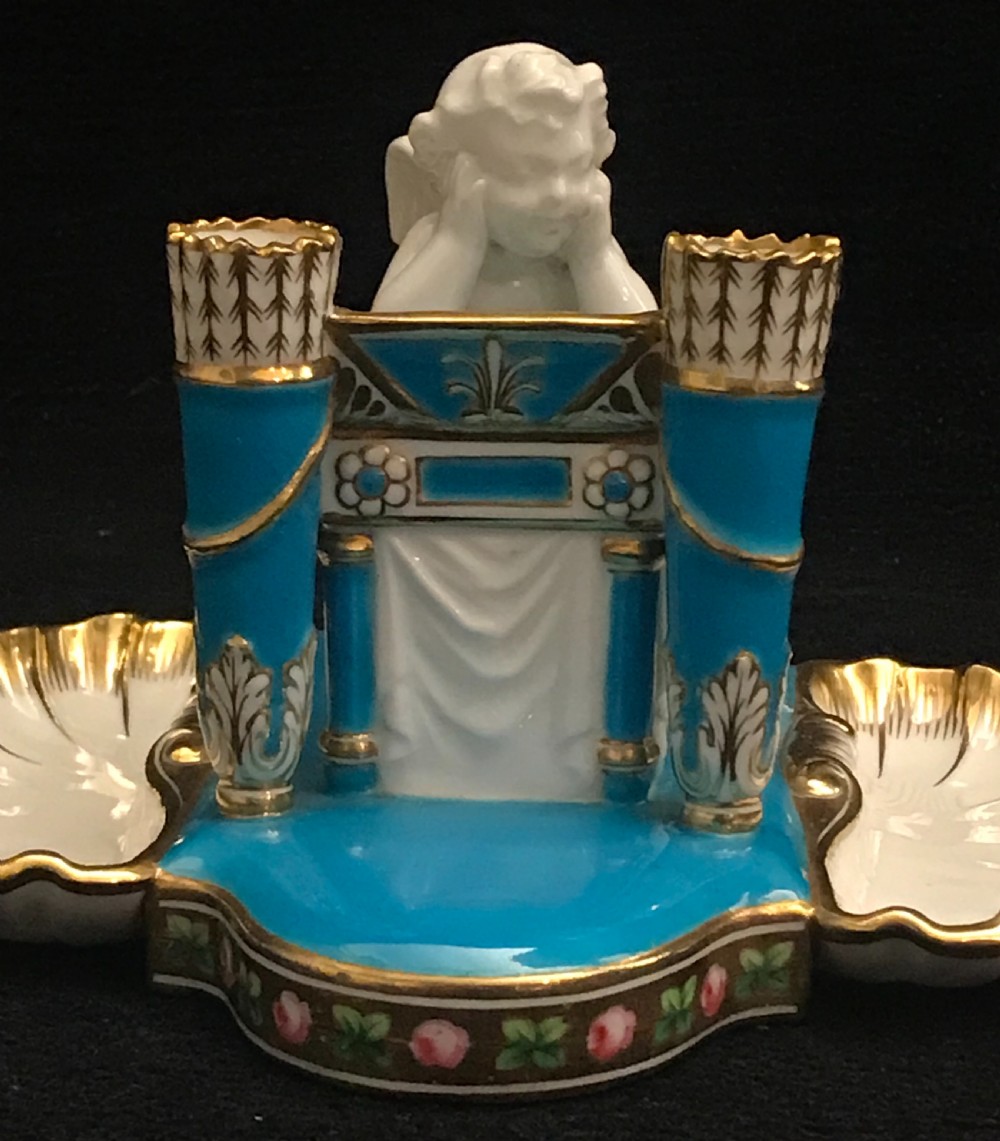 Minton Porcelain Inkwell with Cherub 1860-1870 View II